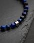Preview: Armband mit 6 mm blauem Tigerauge-Stein und Titanelement - Hexa Dark Blue